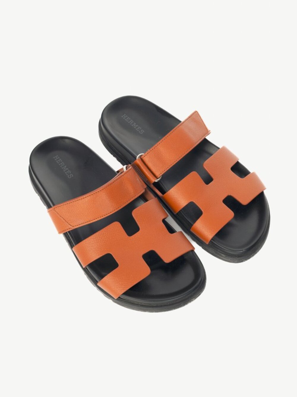 Hermes Chypre Brown Leather H-Motif Mule Sandals